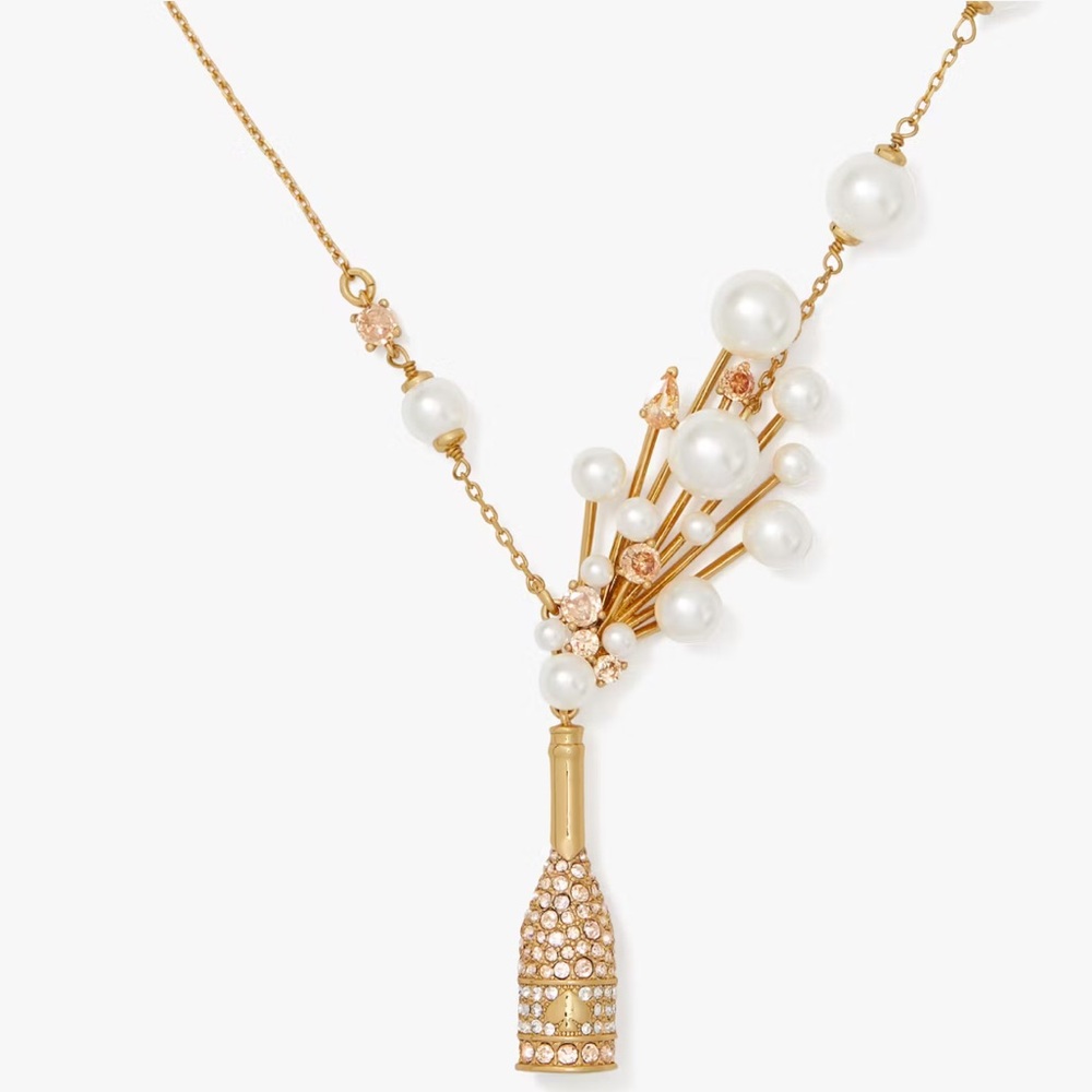 KATE SPADE • Cheers To That Statement Pendant Necklace Champagne Pearl Bubbles
